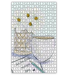 Cakapuzzle Çiçek Mektup ve Kahve Puzzle Yapboz MDF (Ahşap) (120 Parça)