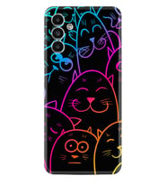 Samsung A23 A31 A32 A50 A51 A52 A53 A70 Kılıf Desenli Silikon Neon Cats 1790