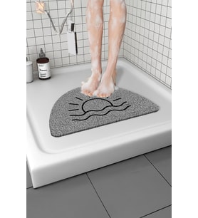 Güneşli Banyo Paspası Kaymaz Taban Yumuşak Esnek  Paspas Islak Zemin Hijyenik Paspas (40x60 cm) (Gri)