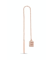 E Harfi 925 Ayar Gümüş Rose Tek Zincir Küpe - K099301