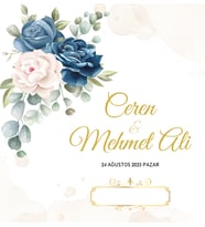 Nikah Nişan Düğün Davetiyesi Kare İkiz İp Bağlamalı 5023