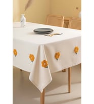 Florita Sarı Punch İşlemeli Dertsiz Leke Tutmaz Masa Örtüsü 160x220 cm