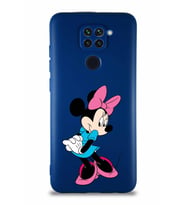 Xiaomi Redmi Note 9 Soft Premier Kapak Minnie Mouse-F Tasarımlı Silikon Kılıf - Lacivert (Şeffaf)