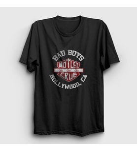 Presmono Unisex Siyah Bad Boys Mötley Crüe T-Shirt 166823tt