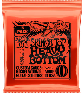 Ernie Ball Skinny Top Heavy Bottom Slinky Nickel Wound Electric Guitar Strings 3 Pack - 10-52 Gauge