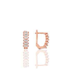 Söğütlü Silver Gümüş Baget taşlı rose j küpe modeli küpe