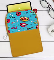 BK Gift Pop Art Tasarımlı Taşınabilir Koruyucu Tablet Kılıfı & Organizer Çanta - Sarı-6