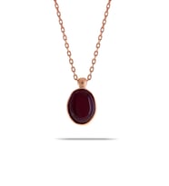Akik Taşlı Rose Gümüş Kolye 7307 (Kahverengi)