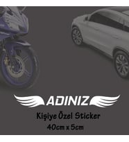 kişiye özel melek kanatlı sticker yazı - araba motosiklet uyumlu şahsınıza özel