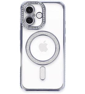 iPhone 16 Plus Kılıf Joke Simli Magneticsafe Kılıf - Mavi