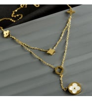 Gold Renk Sedefli Çiçek Detay Çelik Kolye