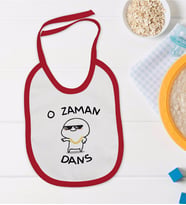 BK Kids O Zaman Dans Tasarımlı Kırmızı Bebek Mama Önlüğü-1