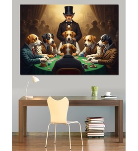 Poker Oynayan Köpekler Serisi Dekoratif Kanvas - Mdf Ahşap Tablo