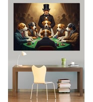 Poker Oynayan Köpekler Serisi Dekoratif Kanvas - Mdf Ahşap Tablo