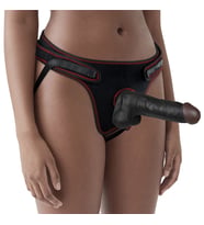 20 cm Belden Bağlamalı İçi Dolu Siyahi Strapon Dildo