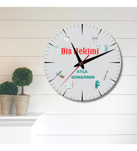 Diş Hekimine Hediye Duvar Saati Cam Duvar Saati
