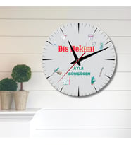 Diş Hekimine Hediye Duvar Saati Cam Duvar Saati