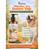 Biolive Köpekler İçin Somon Yağı Tüy-Dış Eti-Bağışıklık-Kalp Göz Sağlı 200Ml