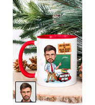 Erkek Din Kültürü Öğretmenine Hediye Karikatürlü Kırmızı Kupa Bardak