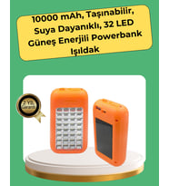 10000 mAh Güneş Enerjili Taşınabilir Şarj Cihazı ve Aydınlatma Cihazı