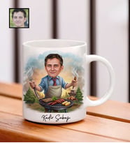 Kişiye Özel İsimli Barbekü Temalı Karikatür Kupa Bardak