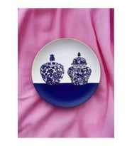 Blue Blanc Çini Vazo Desenli Duvar Tabağı Dekoratif Bahçe Balkon Mutfak Salon Duvar Süsü No:141