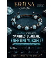 Sertifikalı Akuamarin Terahertz Doğal Taş Bileklik Ayarlanabilir Unisex - Sakinlik Odaklanma Enerji