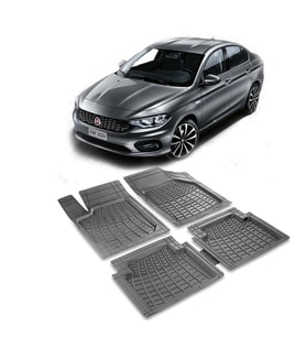 Fiat Egea Havuzlu Oto Paspas (PRS) (Siyah-Gri)