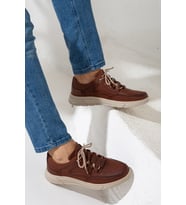 Hakiki Deri Bağcıklı Taba Erkek Casual Ayakkabı