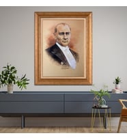 Altın Paspartulu Atatürk  Çerçeveli Tablo C82 (Gold)
