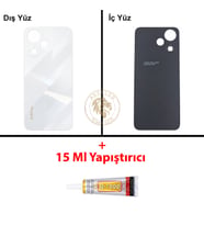 Infinix Hot 30 Play Beyaz Uyumlu Arka Kapak + B7000 Yapıştırıcı Arka Cam Batarya Pil Kapağı