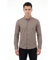 Erkek Spor Slim Fit Uzun Kol Petek Dokulu Gömlek BGL-ST05482