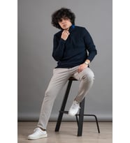 FERMUAR YAKA YARIM BALIKÇI LİKRALI ERKEK SWEATSHİRT (Lacivert)