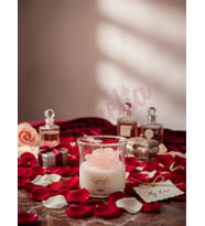 Mumelia Crystal Rose - Doğal Soya Cam Bardak Tasarım Mum