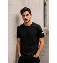 Erkek Bisiklet Yaka Basic Düz Kısa T-shirt