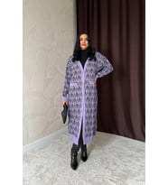 Lila Düğmeli Triko Hırka