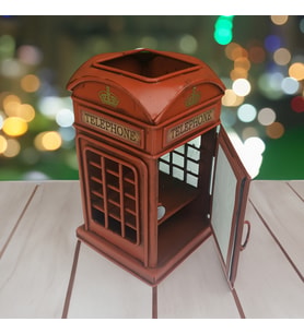 Dekoratif Metal Londra Telefon Kulübesi Kalemlik ve Çerçeveli HK2870 (Kırmızı)