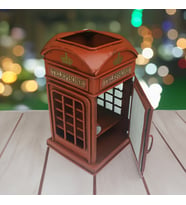 Dekoratif Metal Londra Telefon Kulübesi Kalemlik ve Çerçeveli HK2870 (Kırmızı)