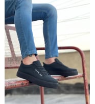BA0104 Bağcıklı  Nubuk Siyah Spor Klasik Erkek Ayakkabı