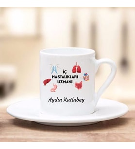 İç Hastalıkları Uzmanı Türk Kahve Fincanı (Beyaz)