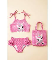 Kız Çocuk Çantalı 3'lü Mayo Takımı (Çanta+Mayo+Bikini) 3-10 Yaş 12649N MODANINO