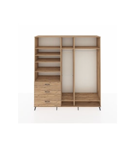 Hyperion Dolap 9 Raflı 3 Çekmeceli 3 Askılı 220x44x243 Çam-Çam/Çam