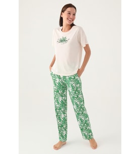Pierre Cardin 8804 Nature Bej Kadın Kısa Kol Pijama Takımı