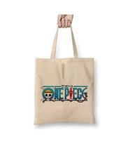 One Piece Logo Bez Çanta Uzun Saplı Alışveriş Çantası Plaj Çantası (Beyaz)