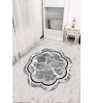 Gri Çerçeveli Kaymaz Tabanlı Lazer Kesim Halı RV308 - 100 x 100 cm