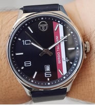 Sergio Tacchini Takvimli Siyah Deri Kayışlı Erkek Kol Saati