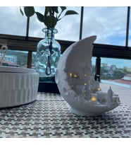 Ay Şehri Peri Ledli Dekoratif Obje Diorama Beyaz Ay Şehri Dekor Balkon, Kitaplık, Dresuar Aksesuarı