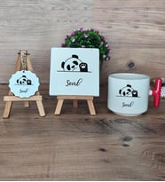 Sevimli Panda Hediye Seti Kupa Bardak T Kulplu, Dekoratif Taş, Anahtarlık Arkadaşa Doğum Günü Hediyesi (Model 1)