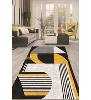Dijital Kaymaz Taban Yıkanabilir Modern Renkli Salon Halısı Mutfak Halısı Yolluk ND-HT-914 (Sarı)