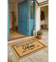 Valerine Life Kapı Önü Paspası 45x70cm Kaymaz Taban Dekoratif iç Dış Mekan Nazar Boncuğu Çerçeveli